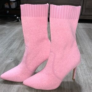 Pink knit stiletto bootie
